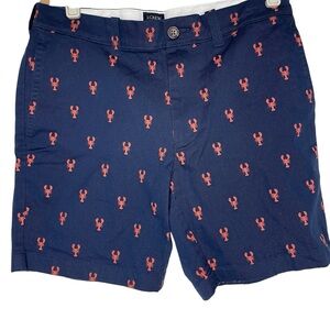 J Crew Shorts Lobster Crawfish All Over Print Chino 7" Inseam New Blue Red 29